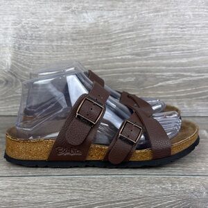 Birkenstock Birki’s Aloha Criscross Women’s Sz 7/EU 38 Dark Brown Slip On Sandal